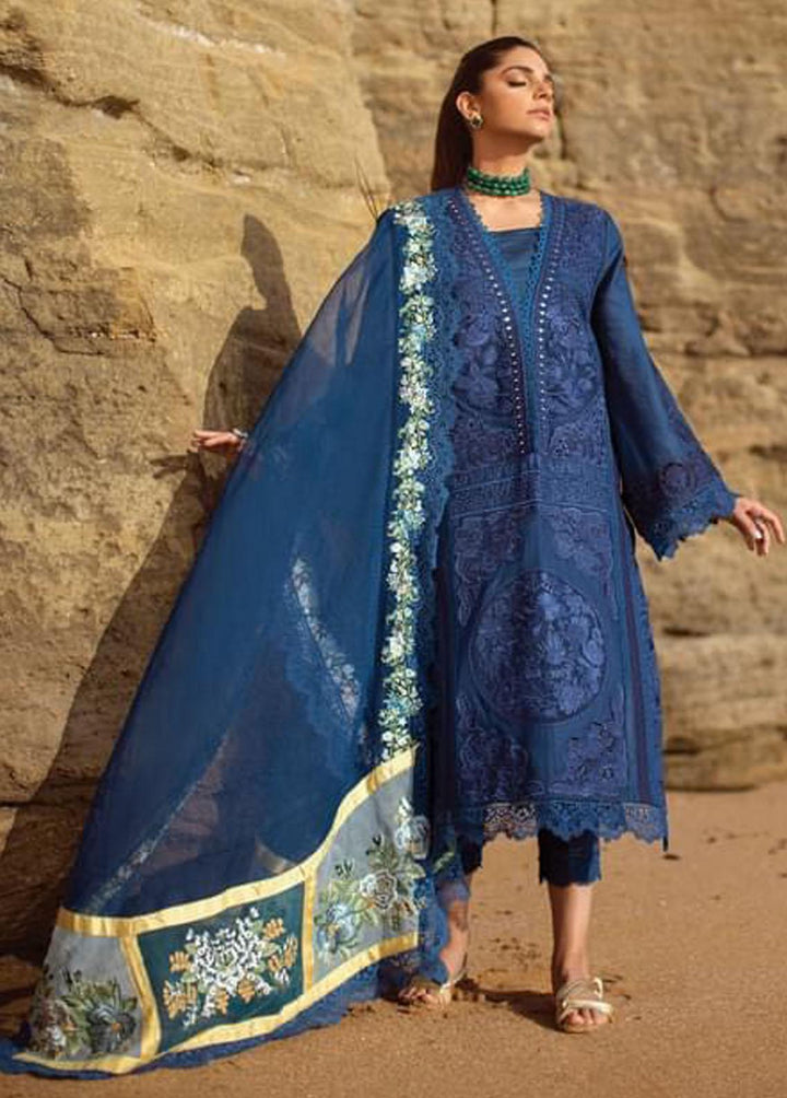 Crimson Embroidered Lawn Suits Unstitched 3 Piece CR22L 3A Sapphire - Luxury Collection