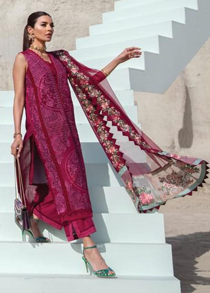 Crimson Embroidered Lawn Suits Unstitched 3 Piece CR22L 3B Mahogany - Luxury Collection