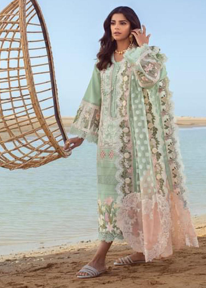 Crimson Embroidered Lawn Suits Unstitched 3 Piece CR22L 5B Seafoam - Luxury Collection