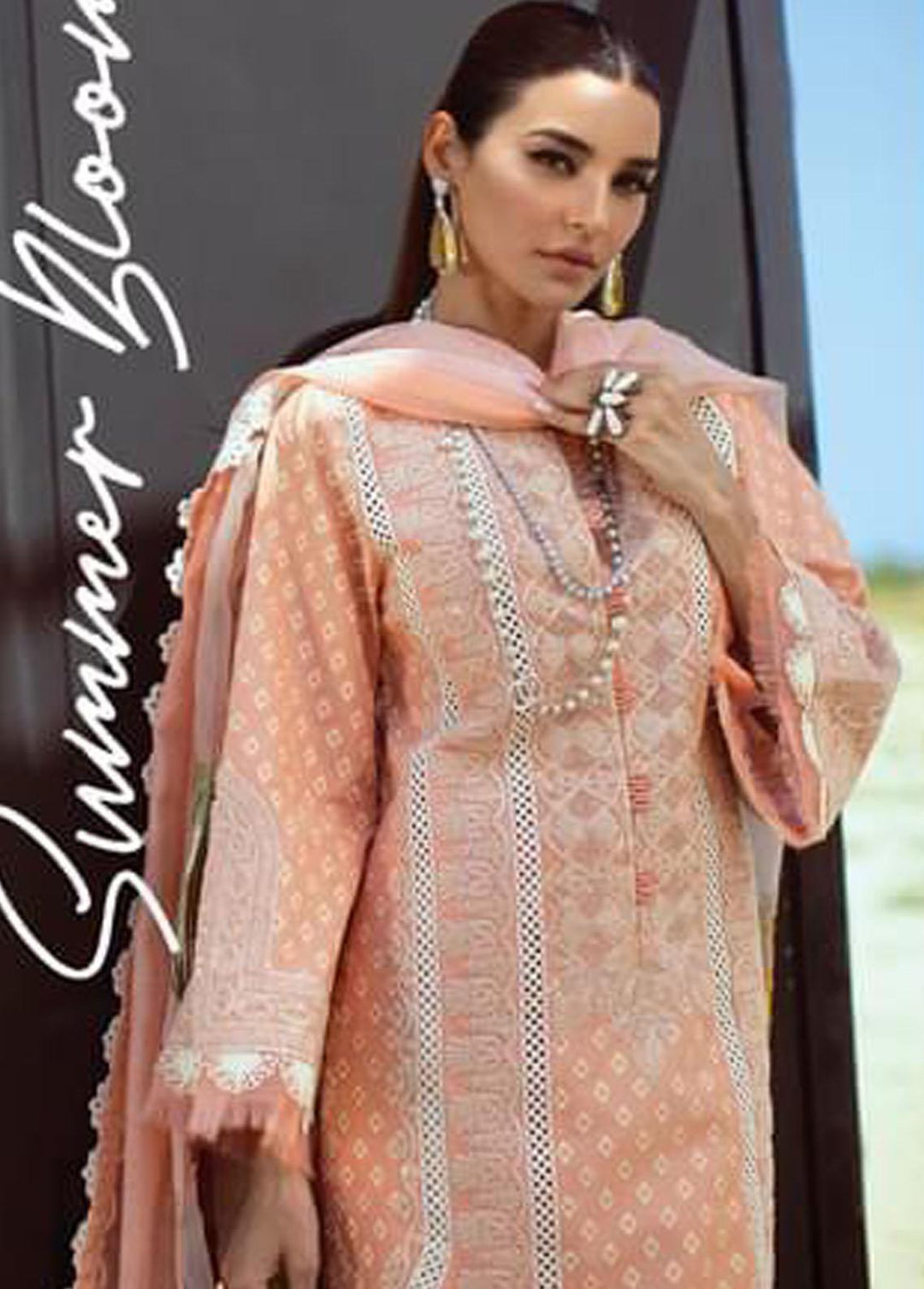 Crimson Embroidered Lawn Suits Unstitched 3 Piece CR22L 6A Cobalt - Luxury Collection