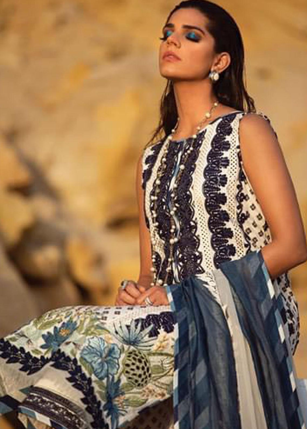 Crimson Embroidered Lawn Suits Unstitched 3 Piece CR22L 6B Blush - Luxury Collection