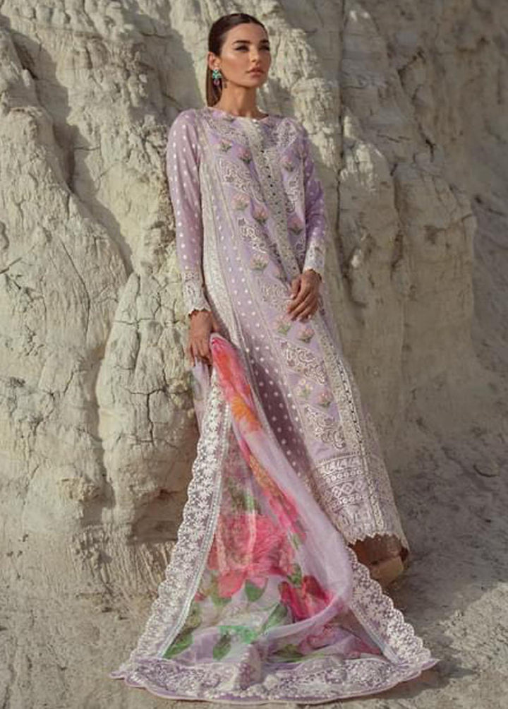 Crimson Embroidered Lawn Suits Unstitched 3 Piece CR22L 7A Amethyst - Luxury Collection