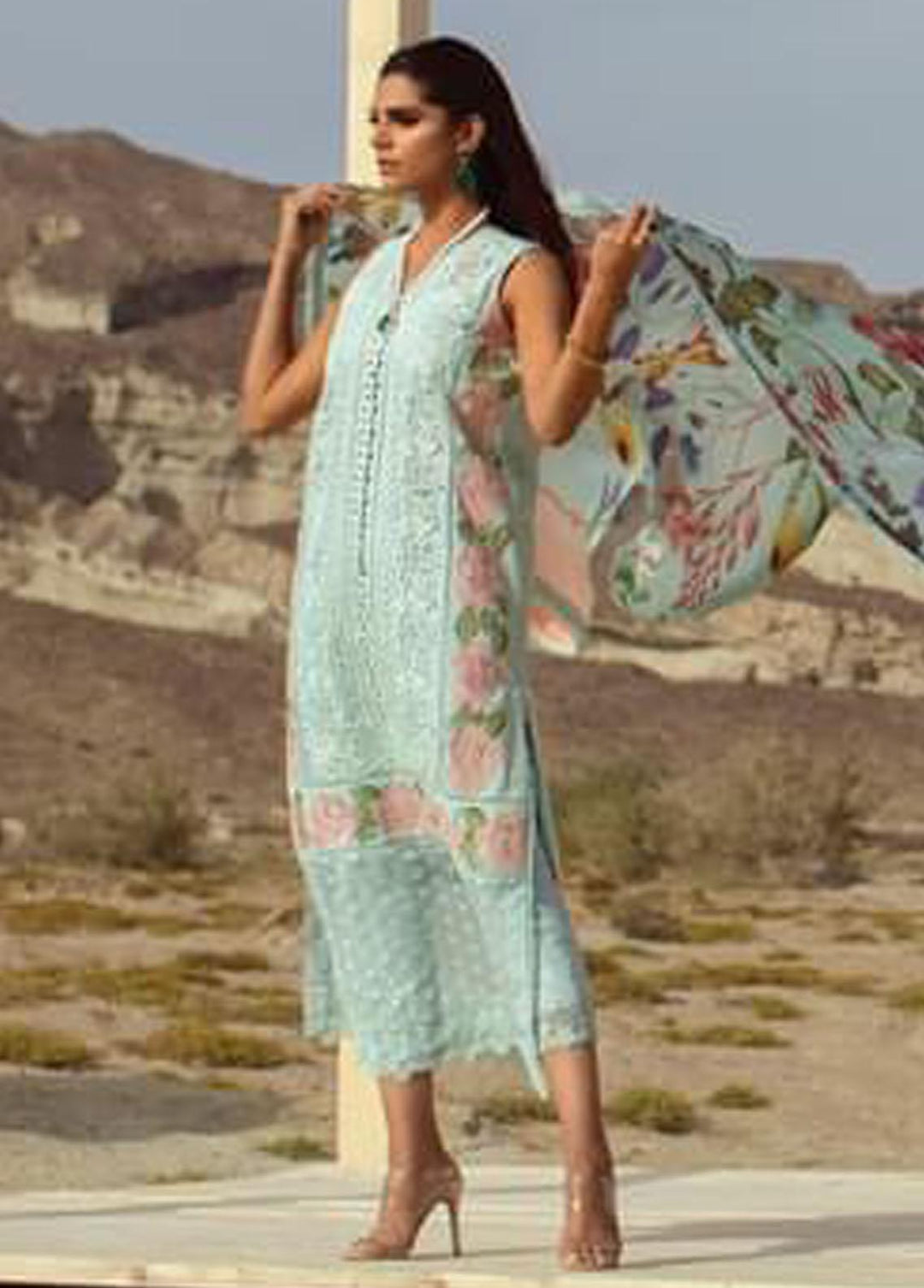 Crimson Embroidered Lawn Suits Unstitched 3 Piece CR22L 8B Maya - Luxury Collection