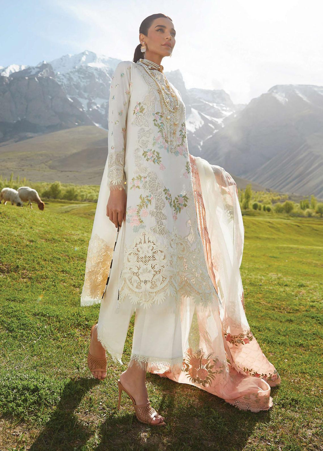 Crimson Embroidered Lawn Suits Unstitched 3 Piece CR23L 1A - Summer Collection