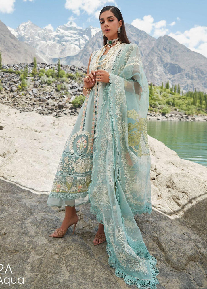 Crimson Embroidered Lawn Suits Unstitched 3 Piece CR23L 2A Aqua - Summer Collection