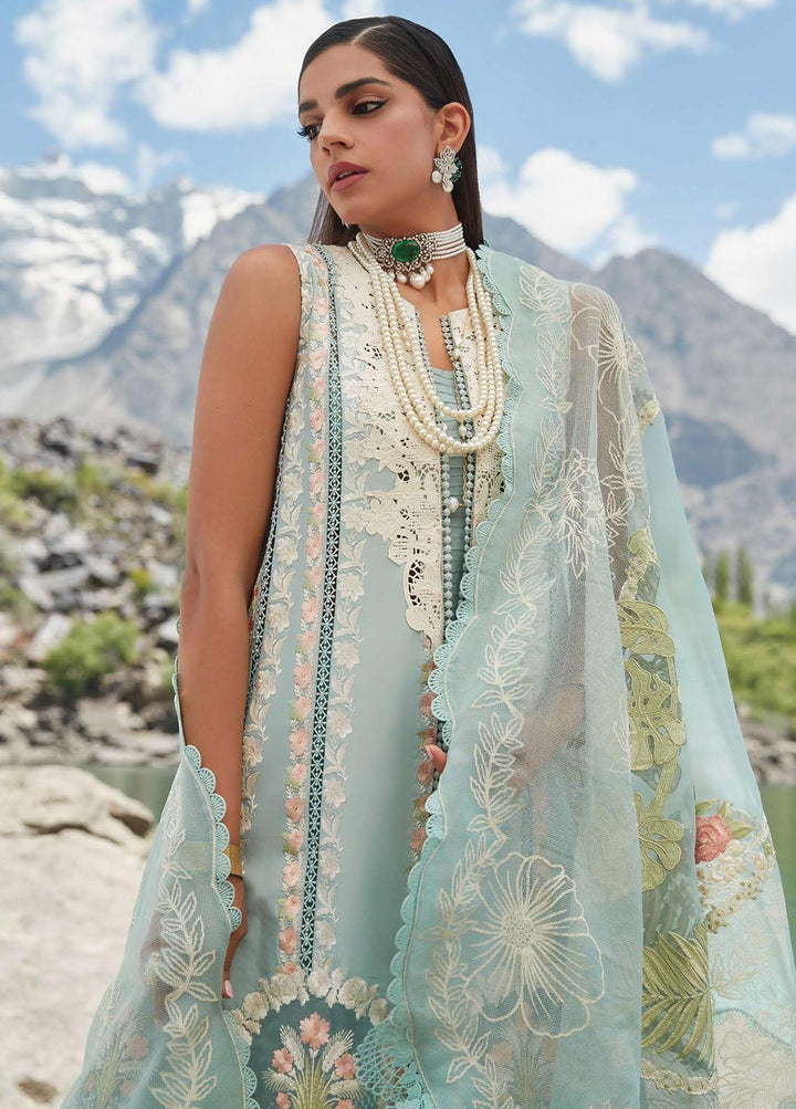 Crimson Embroidered Lawn Suits Unstitched 3 Piece CR23L 2A Aqua - Summer Collection