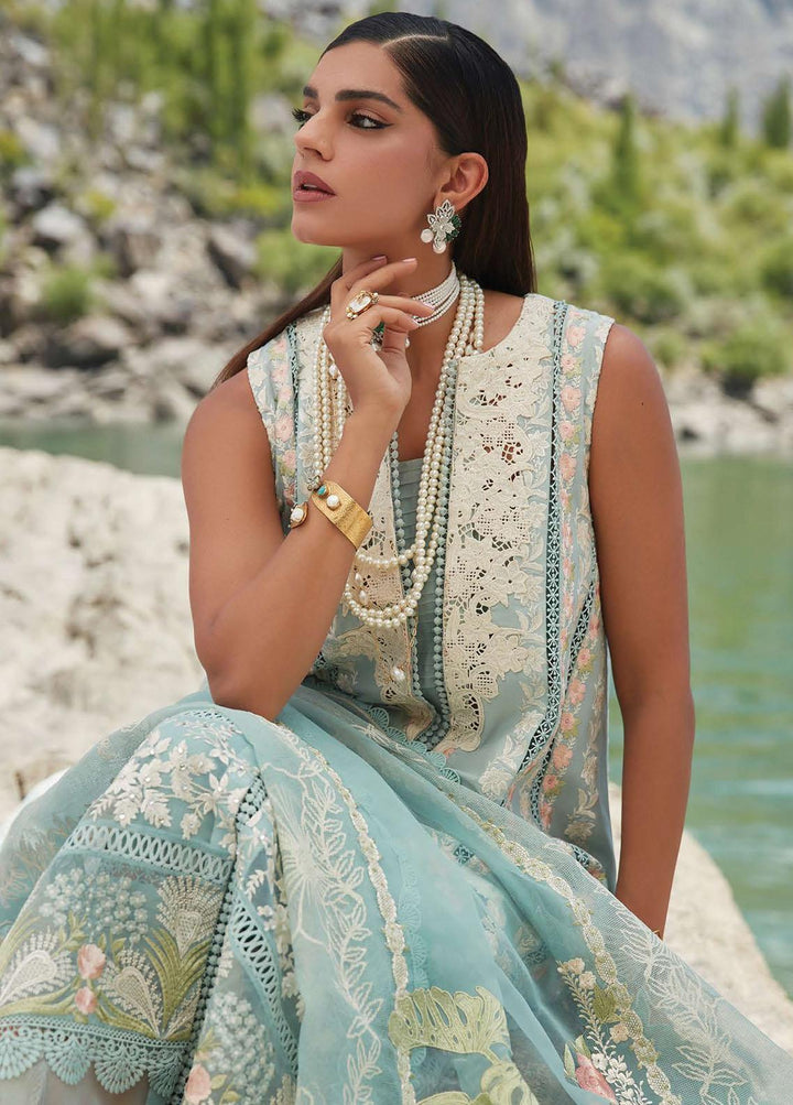 Crimson Embroidered Lawn Suits Unstitched 3 Piece CR23L 2A Aqua - Summer Collection