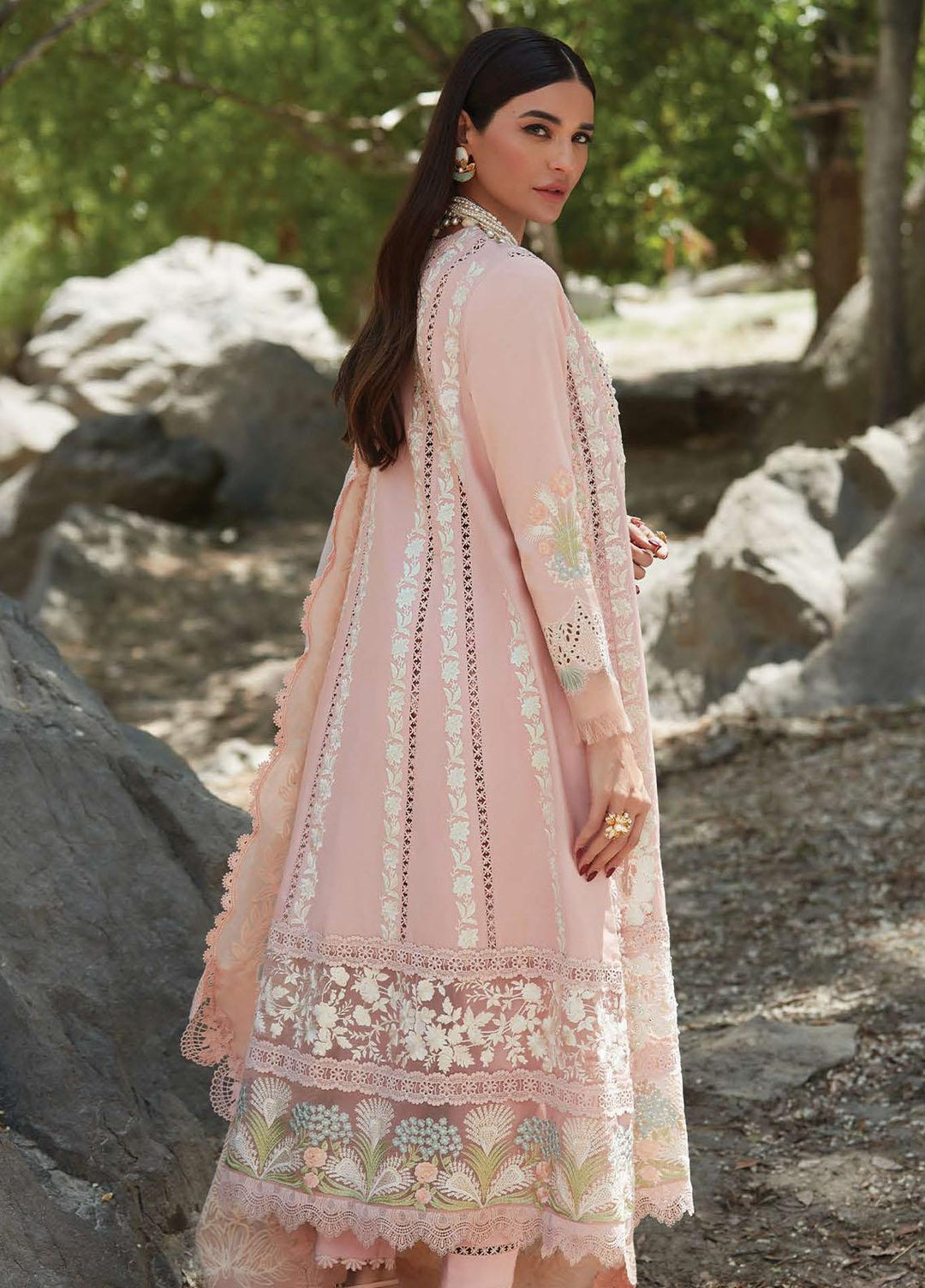 Crimson Embroidered Lawn Suits Unstitched 3 Piece CR23L 2B Rose - Summer Collection