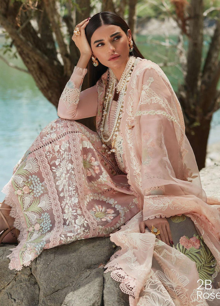 Crimson Embroidered Lawn Suits Unstitched 3 Piece CR23L 2B Rose - Summer Collection