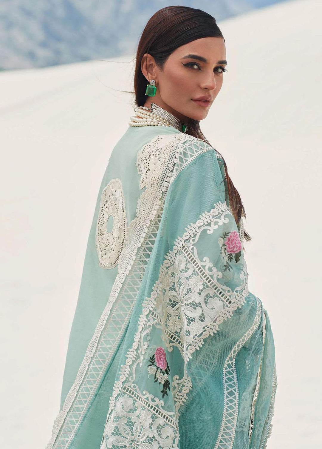 Crimson Embroidered Lawn Suits Unstitched 3 Piece CR23L 3B Peppermint - Summer Collection