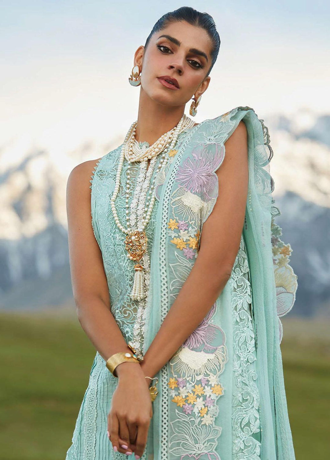 Crimson Embroidered Lawn Suits Unstitched 3 Piece CR23L 4A Opal - Summer Collection