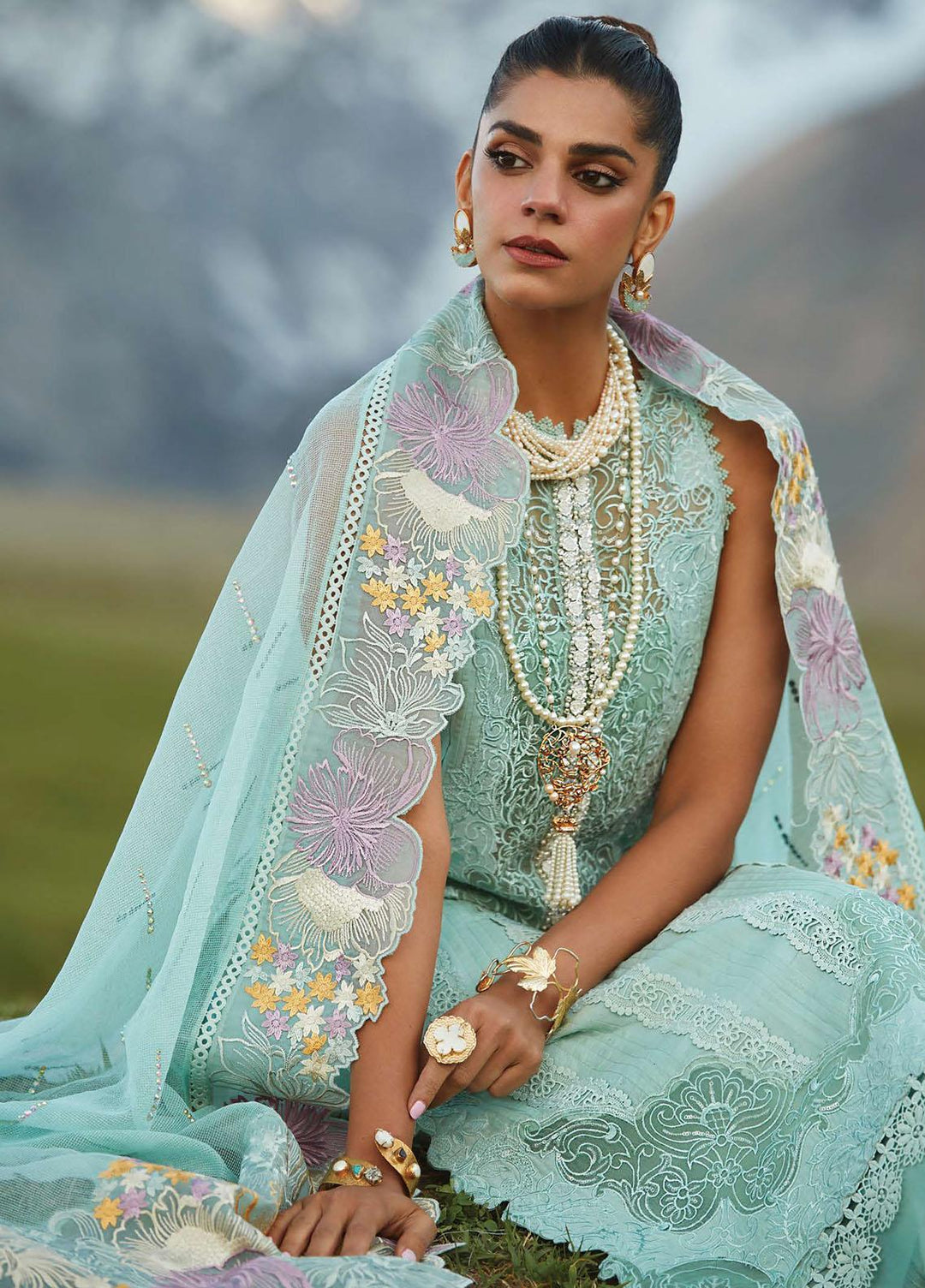 Crimson Embroidered Lawn Suits Unstitched 3 Piece CR23L 4A Opal - Summer Collection