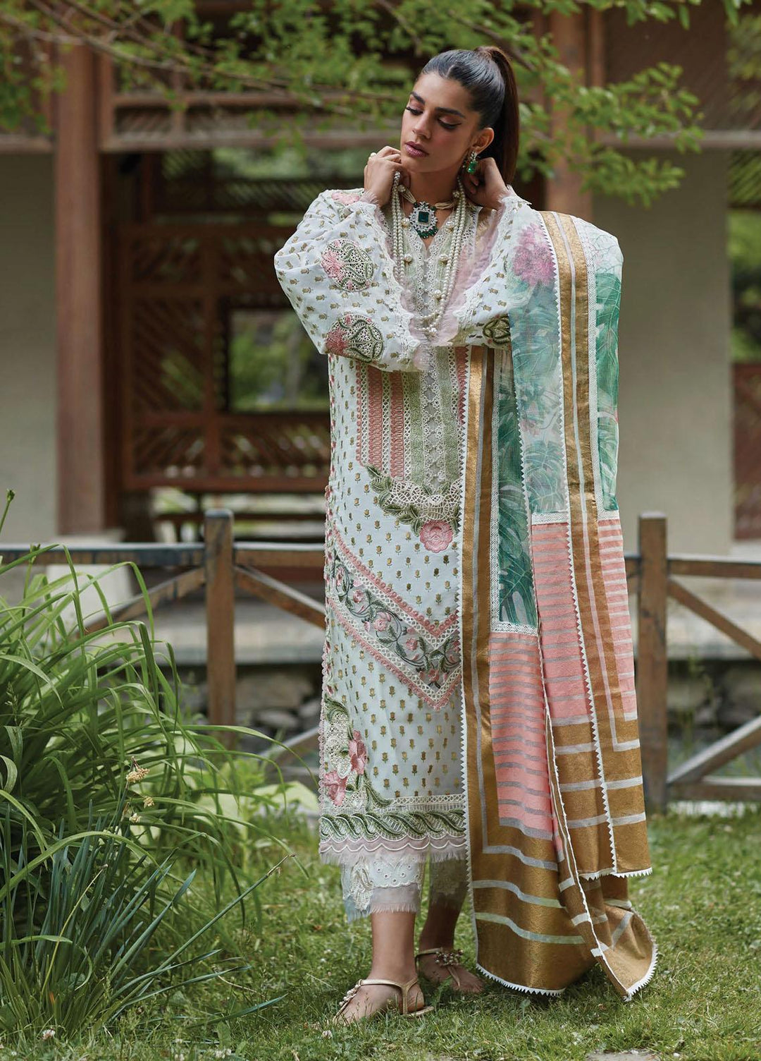 Crimson Embroidered Lawn Suits Unstitched 3 Piece CR23L 5A - Summer Collection