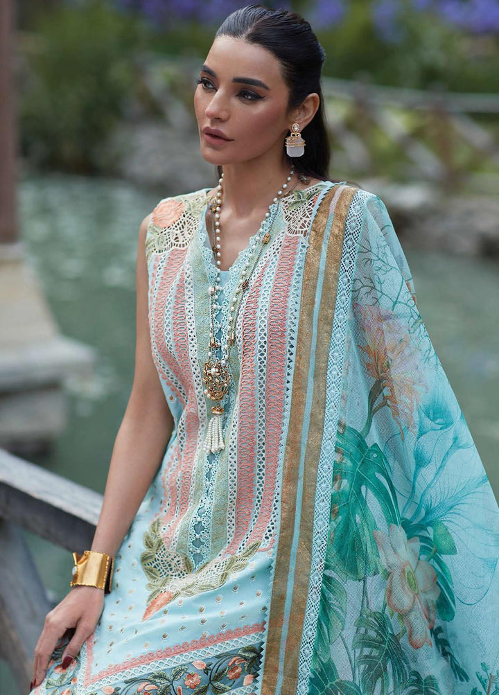 Crimson Embroidered Lawn Suits Unstitched 3 Piece CR23L 5B Turquoise - Summer Collection