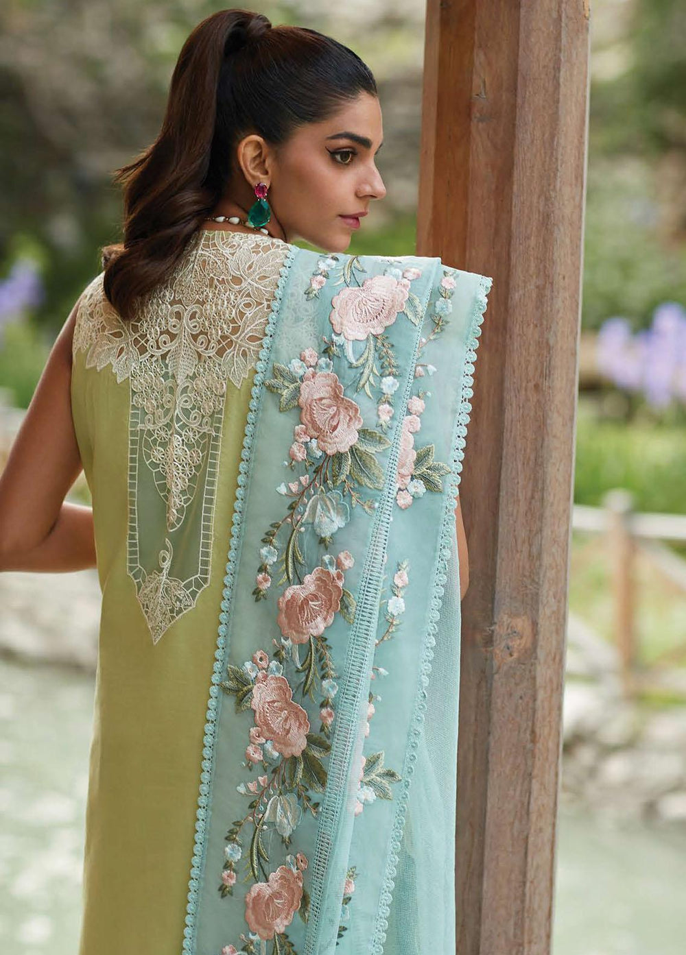 Crimson Embroidered Lawn Suits Unstitched 3 Piece CR23L 6A Lime - Summer Collection