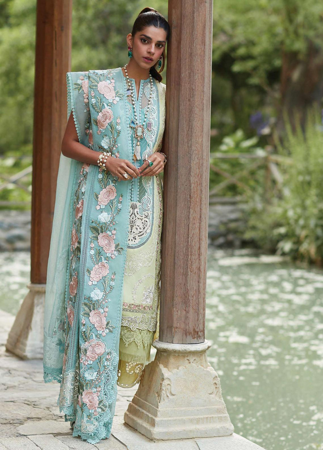 Crimson Embroidered Lawn Suits Unstitched 3 Piece CR23L 6A Lime - Summer Collection