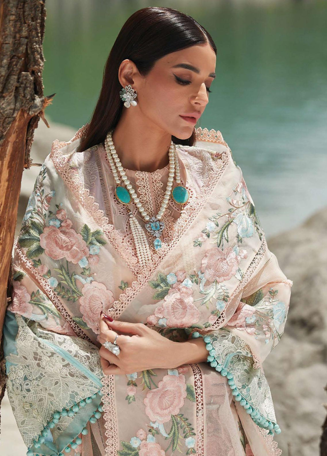 Crimson Embroidered Lawn Suits Unstitched 3 Piece CR23L 6B Sorbet Pink - Summer Collection