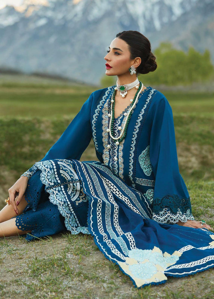 Crimson Embroidered Lawn Suits Unstitched 3 Piece CR23L 7A Cobalt Blue - Summer Collection
