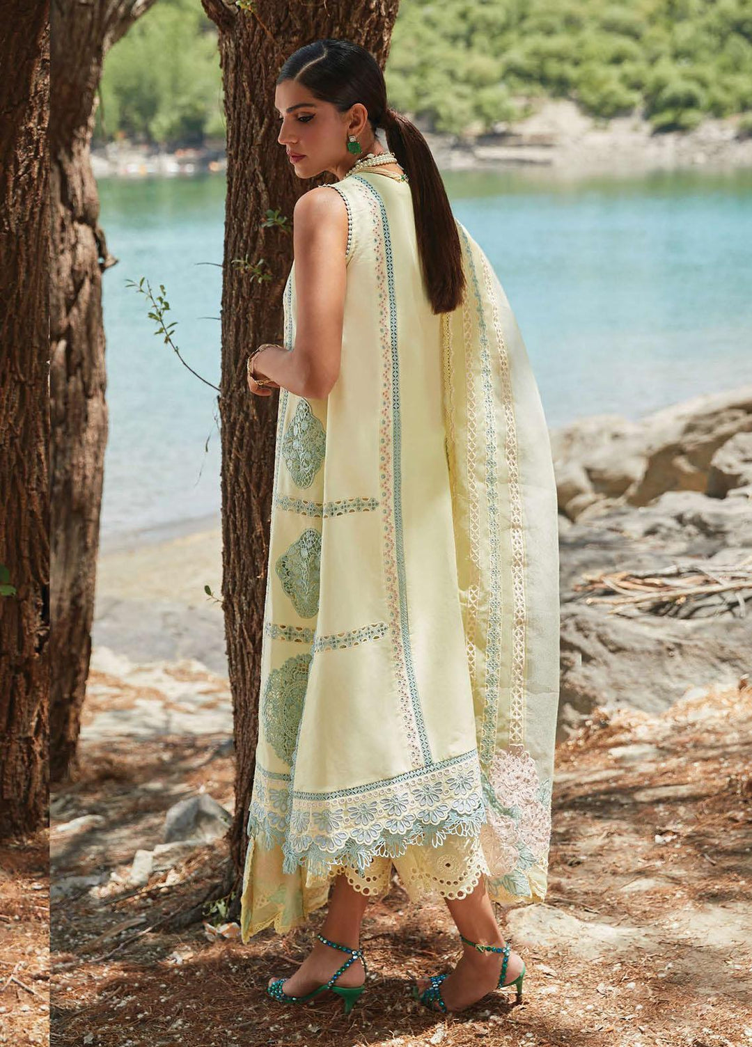 Crimson Embroidered Lawn Suits Unstitched 3 Piece CR23L 7B Lemon - Summer Collection