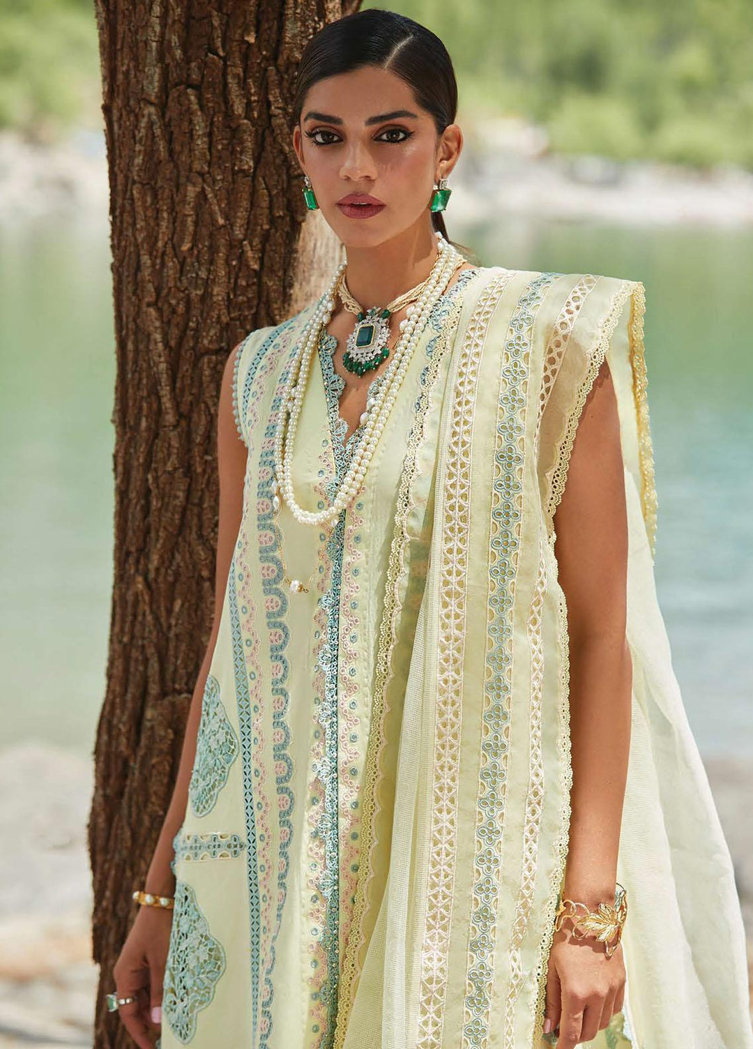 Crimson Embroidered Lawn Suits Unstitched 3 Piece CR23L 7B Lemon - Summer Collection