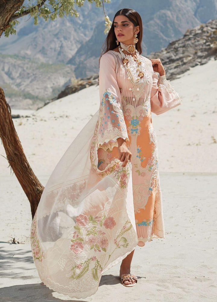Crimson Embroidered Lawn Suits Unstitched 3 Piece CR23L 8B Chai Pink - Summer Collection