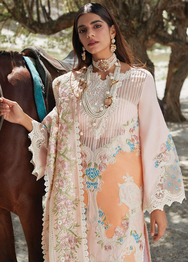 Crimson Embroidered Lawn Suits Unstitched 3 Piece CR23L 8B Chai Pink - Summer Collection