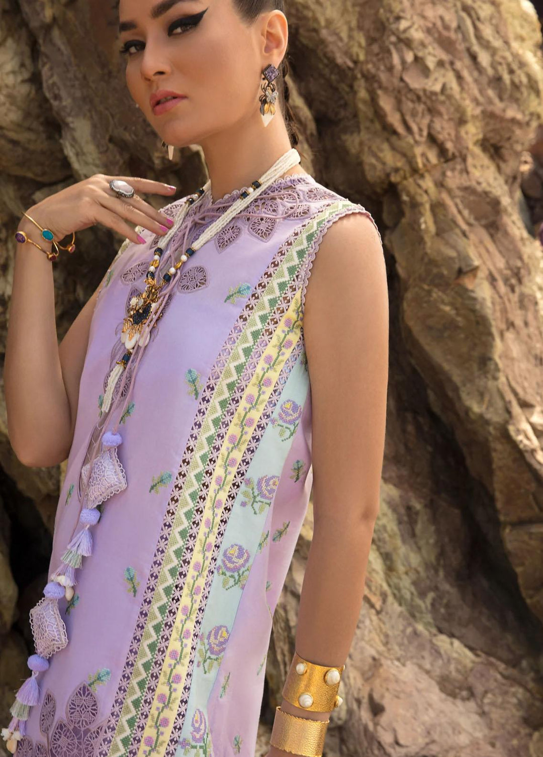 Crimson Embroidered Lawn Suits Unstitched 3 Piece CR23E An Ode to Cross Stitch D5A - Luxury Collection