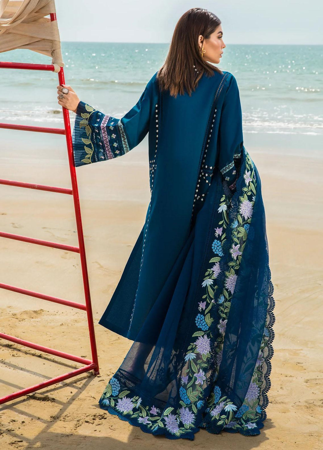 Crimson Embroidered Lawn Suits Unstitched 3 Piece CR23E Bohemian Summer D7A - Luxury Collection