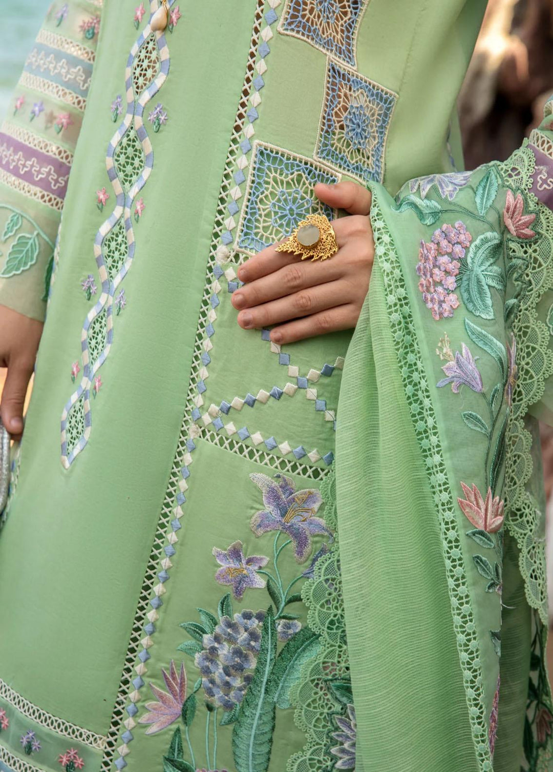 Crimson Embroidered Lawn Suits Unstitched 3 Piece CR23E Bohemian Summer D7B - Luxury Collection