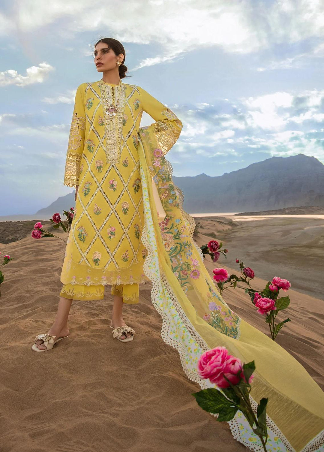 Crimson Embroidered Lawn Suits Unstitched 3 Piece CR23E French Summer D1A - Luxury Collection