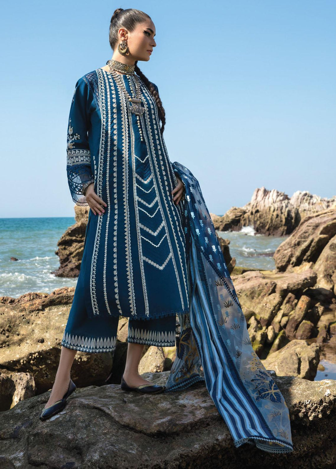 Crimson Embroidered Lawn Suits Unstitched 3 Piece CR23E Marori Dreams D4A - Luxury Collection