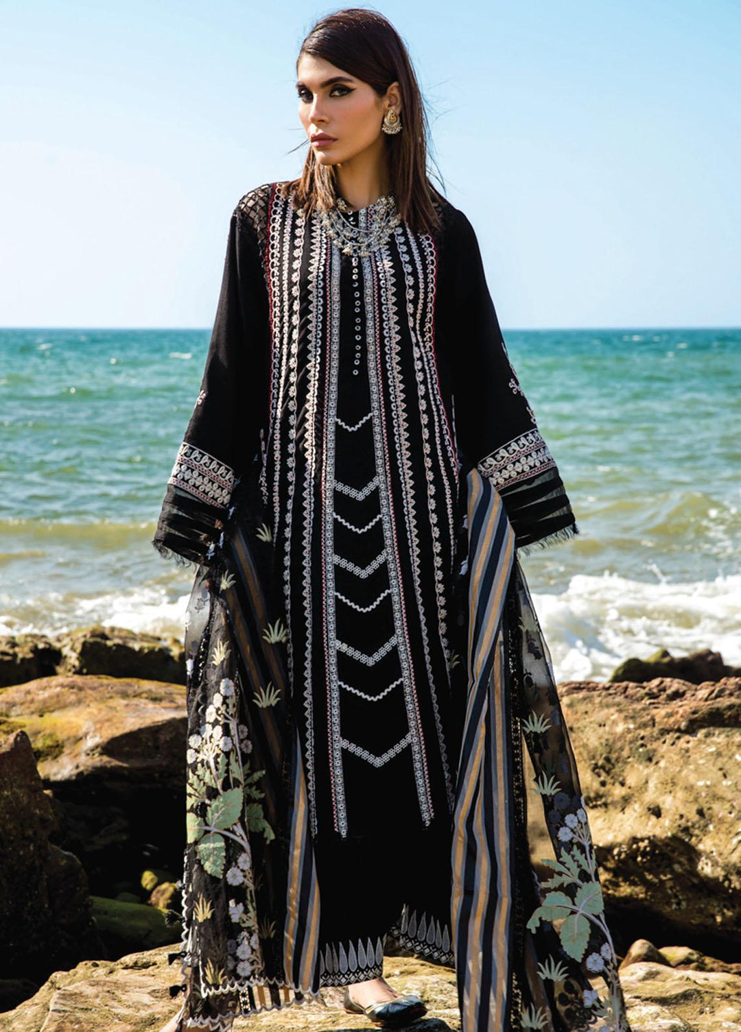 Crimson Embroidered Lawn Suits Unstitched 3 Piece CR23E Marori Dreams D4B - Luxury Collection