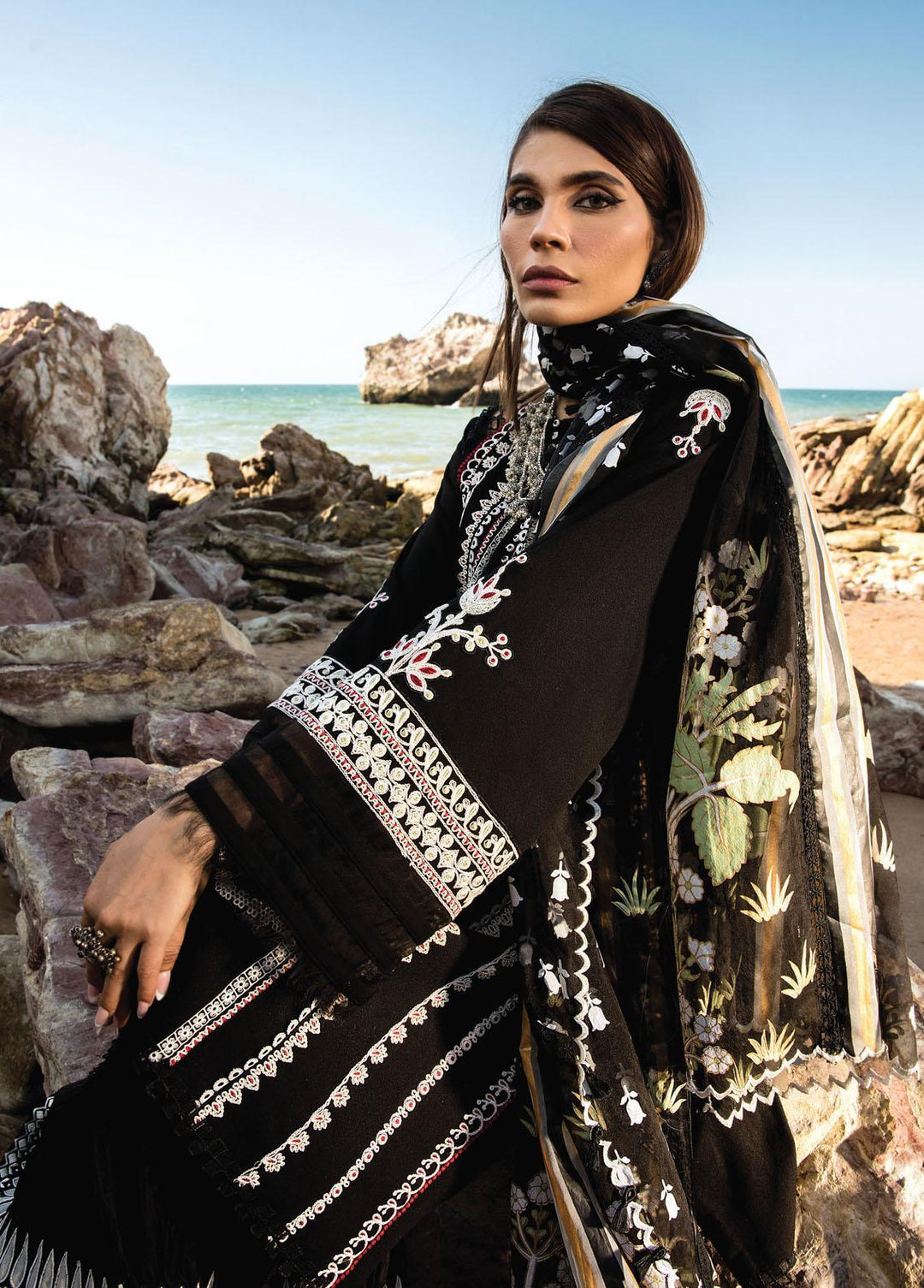 Crimson Embroidered Lawn Suits Unstitched 3 Piece CR23E Marori Dreams D4B - Luxury Collection