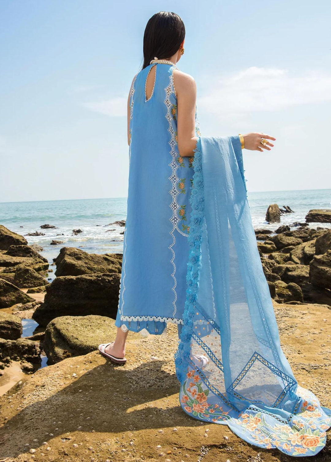 Crimson Embroidered Lawn Suits Unstitched 3 Piece CR23E Spring Blooms D3A - Luxury Collection