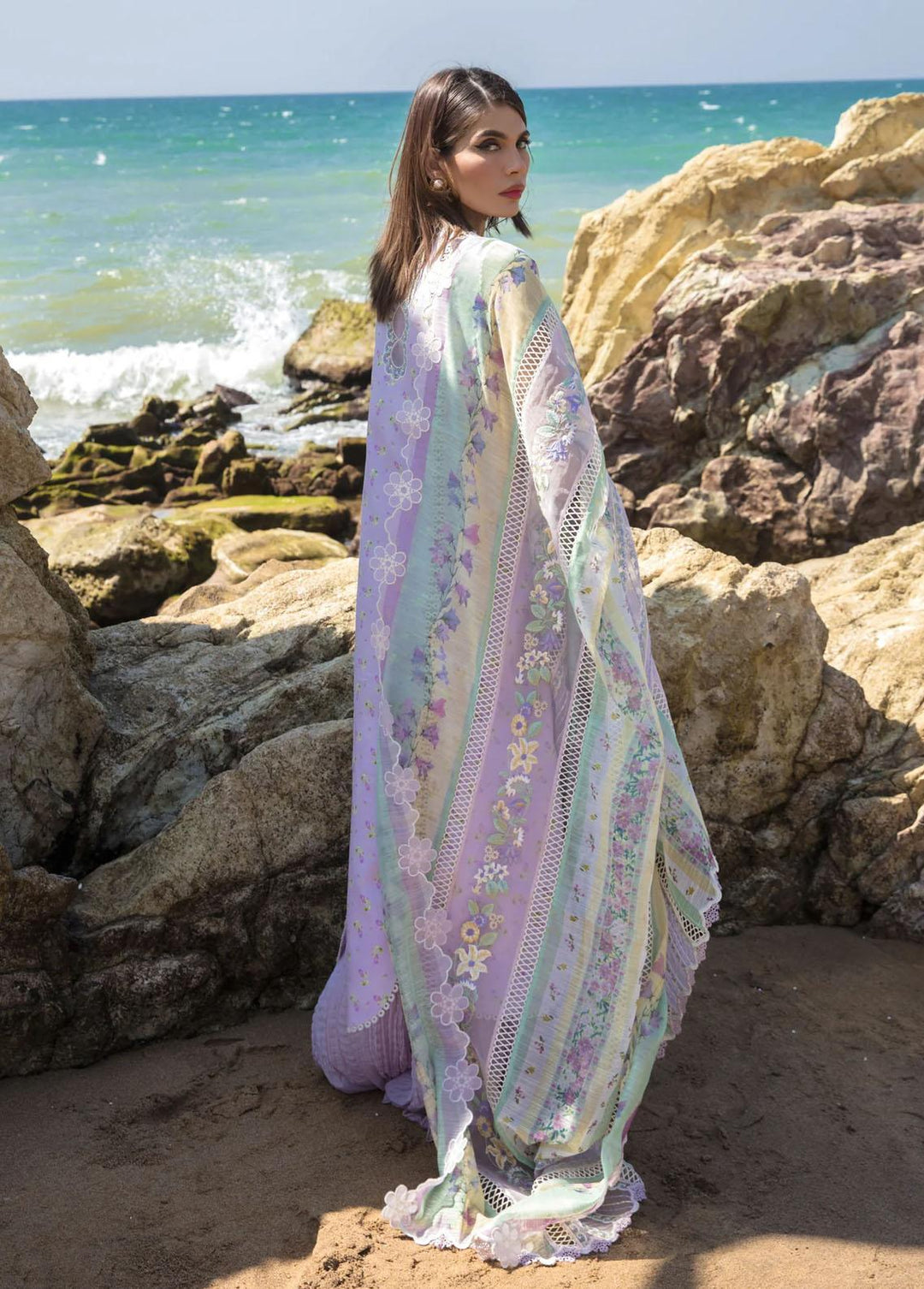 Crimson Embroidered Lawn Suits Unstitched 3 Piece CR23E Summer Rosettes D2B - Luxury Collection