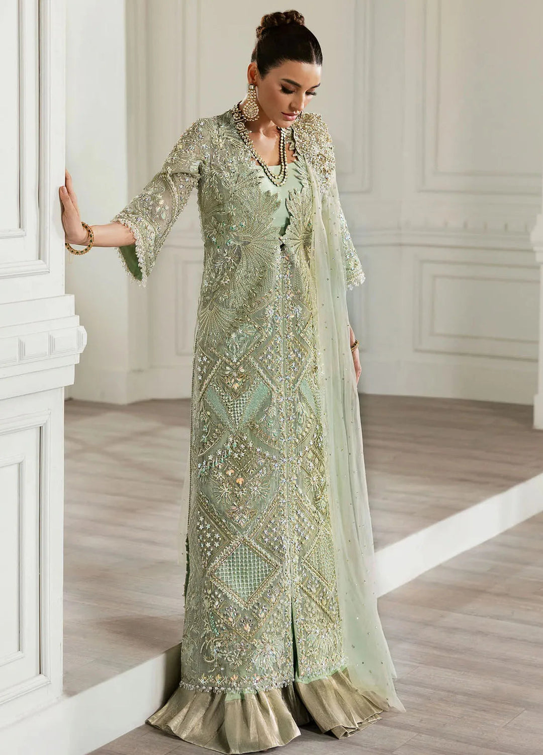 Crimson X Saira Shakira Embroidered Organza Suits Unstitched 3 Piece CR24SW Art Deco Glitz - Wedding Collection