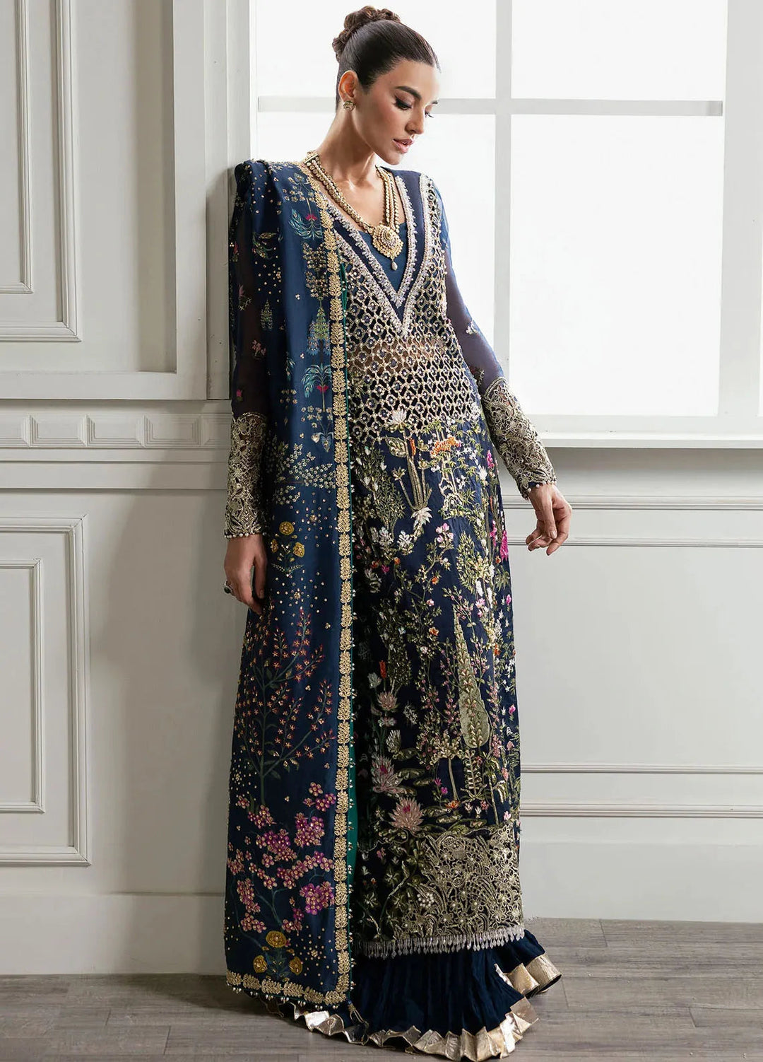 Crimson X Saira Shakira Embroidered Organza Suits Unstitched 3 Piece CR24SW Majestic Cypress - Wedding Collection