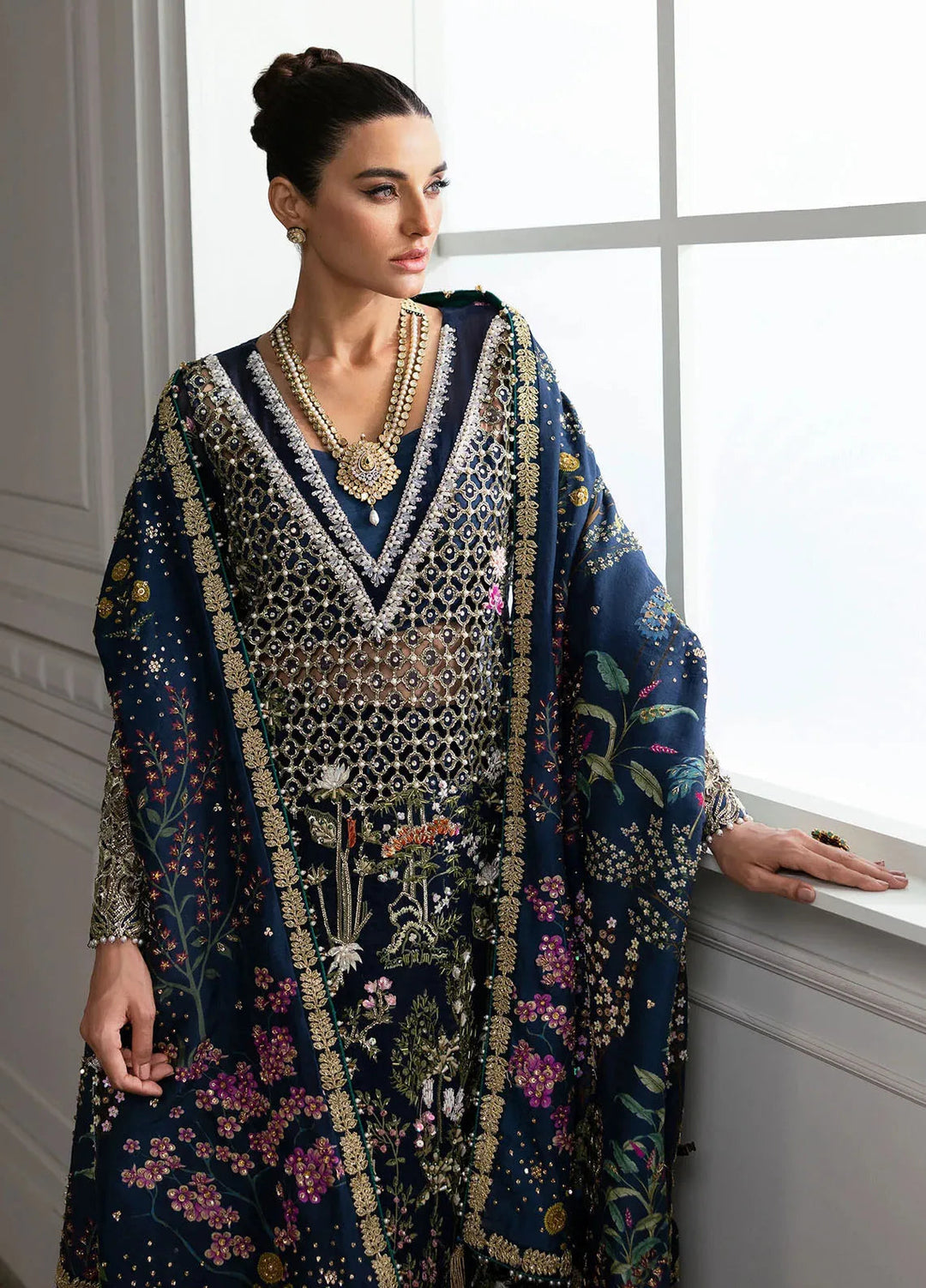 Crimson X Saira Shakira Embroidered Organza Suits Unstitched 3 Piece CR24SW Majestic Cypress - Wedding Collection