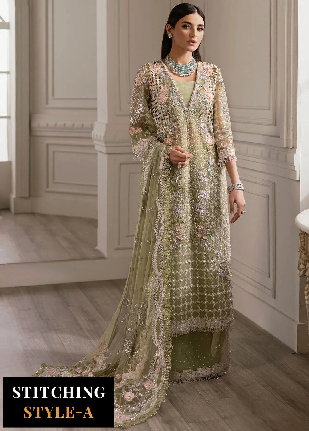 Crimson X Saira Shakira Embroidered Organza Suits Unstitched 3 Piece CR24SW Sparkle Cascade - Wedding Collection