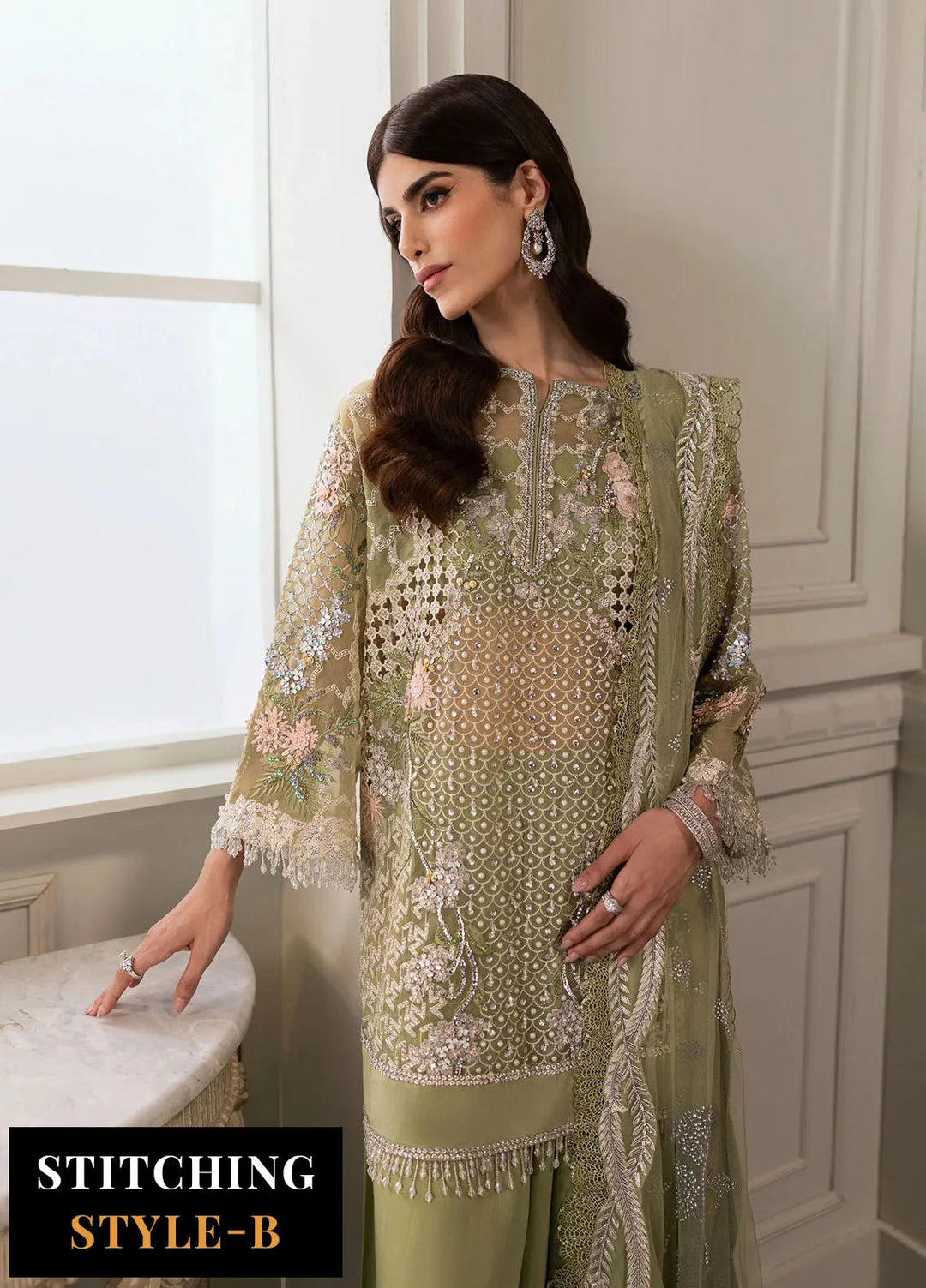 Crimson X Saira Shakira Embroidered Organza Suits Unstitched 3 Piece CR24SW Sparkle Cascade - Wedding Collection
