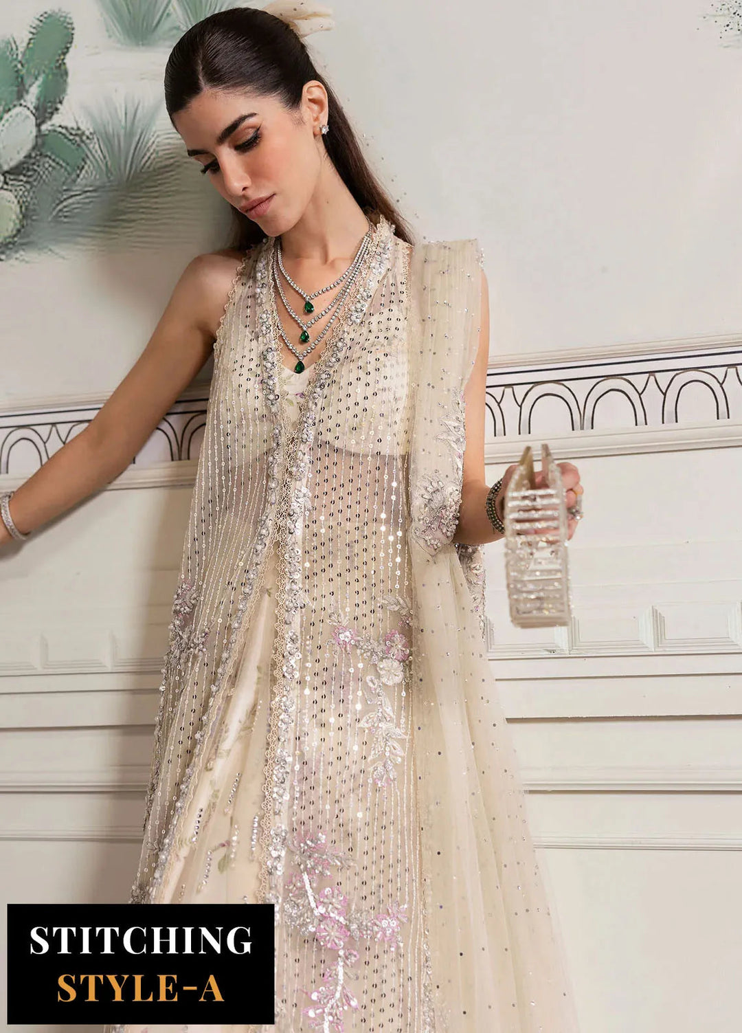 Crimson X Saira Shakira Embroidered Tulle Suits Unstitched 3 Piece CR24SW A Swarovski Affair - Wedding Collection