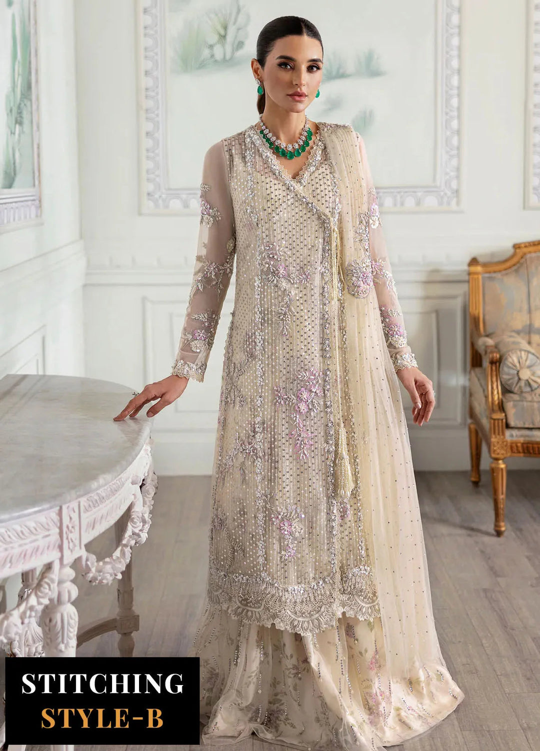 Crimson X Saira Shakira Embroidered Tulle Suits Unstitched 3 Piece CR24SW A Swarovski Affair - Wedding Collection