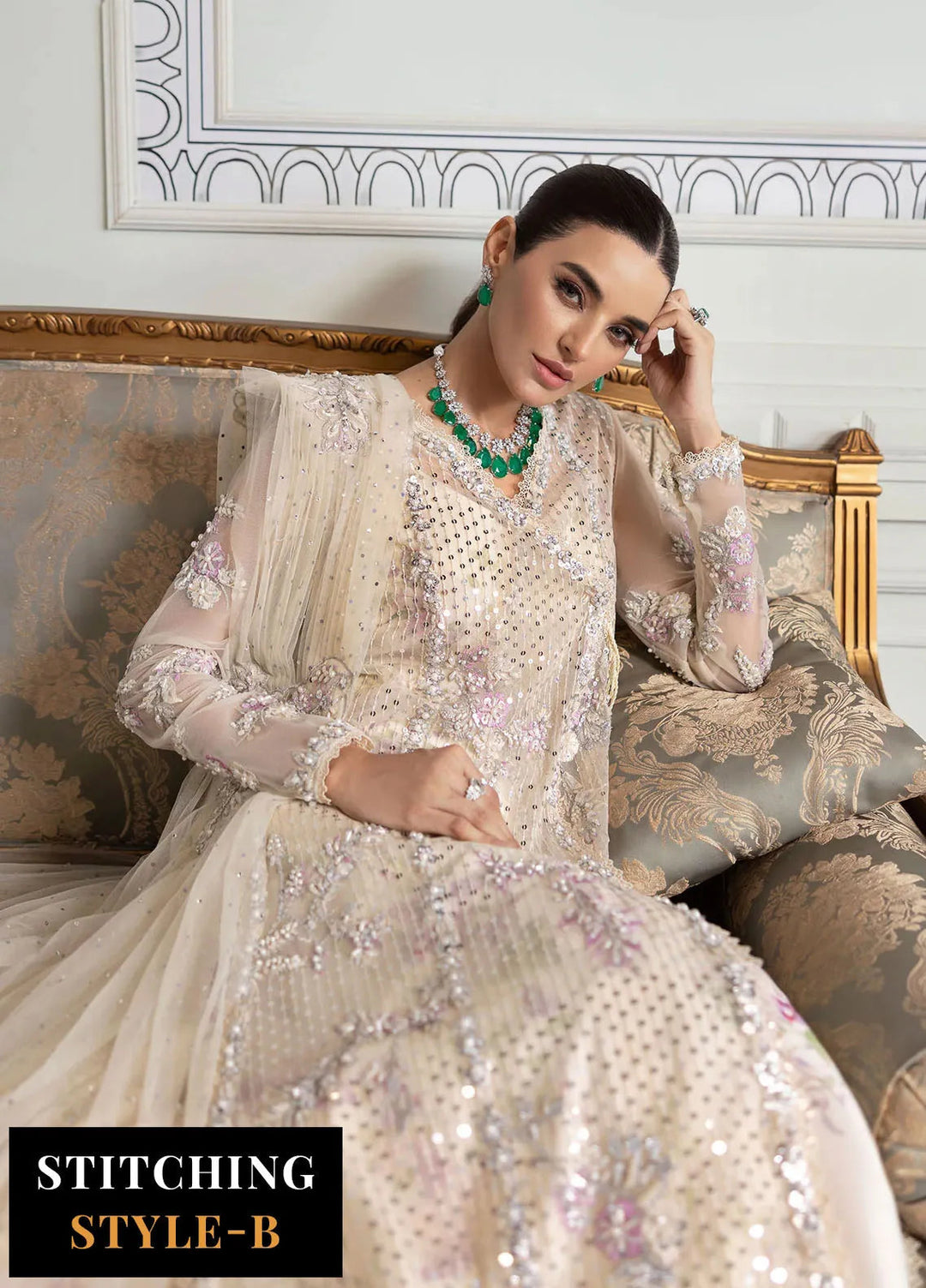 Crimson X Saira Shakira Embroidered Tulle Suits Unstitched 3 Piece CR24SW A Swarovski Affair - Wedding Collection