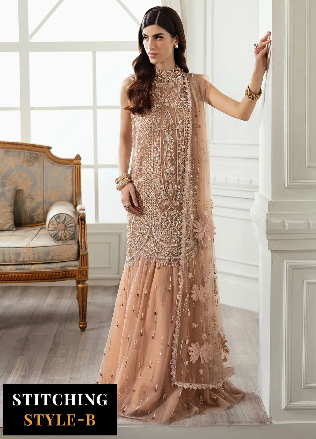Crimson X Saira Shakira Embroidered Tulle Suits Unstitched 3 Piece CR24SW Stardust - Wedding Collection