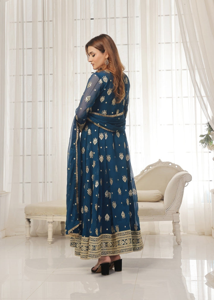 Mommy and Me by Abaan Zohan RTW Embroidered Chiffon 3 Piece Suit Raunak Peacock - Festive Collection