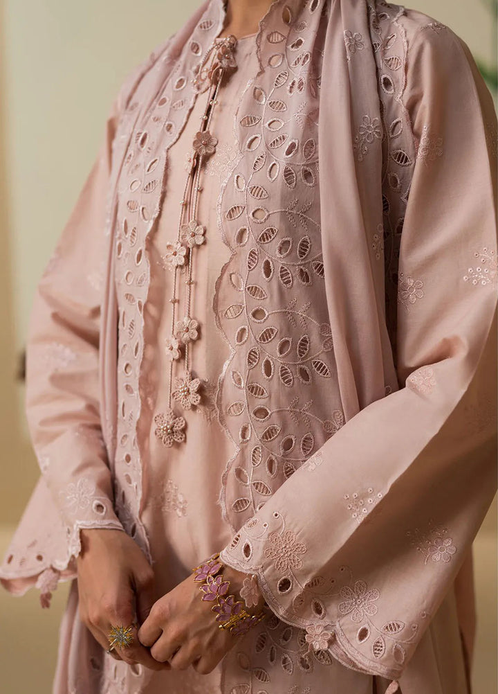 Cross Stitch Chikankari Embroidered Lawn Suit Unstitched 3 Piece CS24C-2 D-04 Pale Mauve - Summer Collection