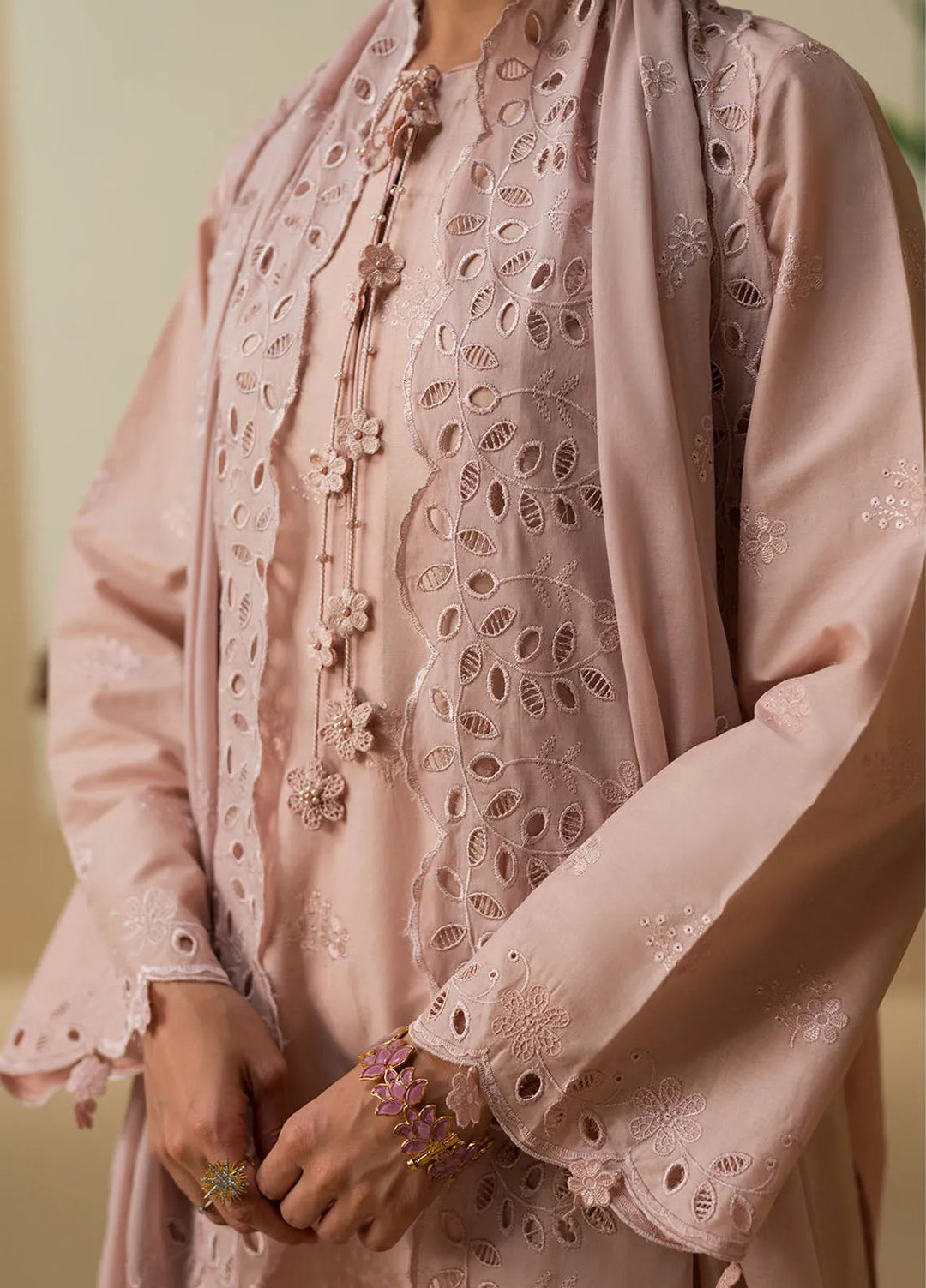 Cross Stitch Chikankari Embroidered Lawn Suit Unstitched 3 Piece CS24C-2 D-04 Pale Mauve - Summer Collection