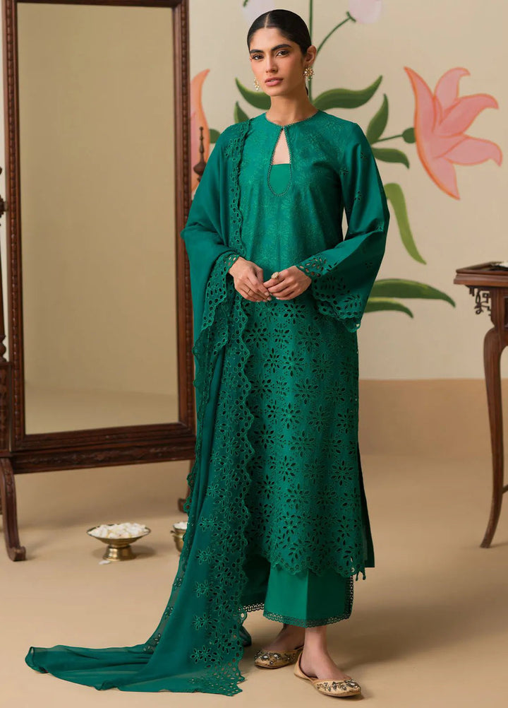 Cross Stitch Chikankari Embroidered Lawn Suit Unstitched 3 Piece CS24C-2 D-05 Pine Forest - Summer Collection