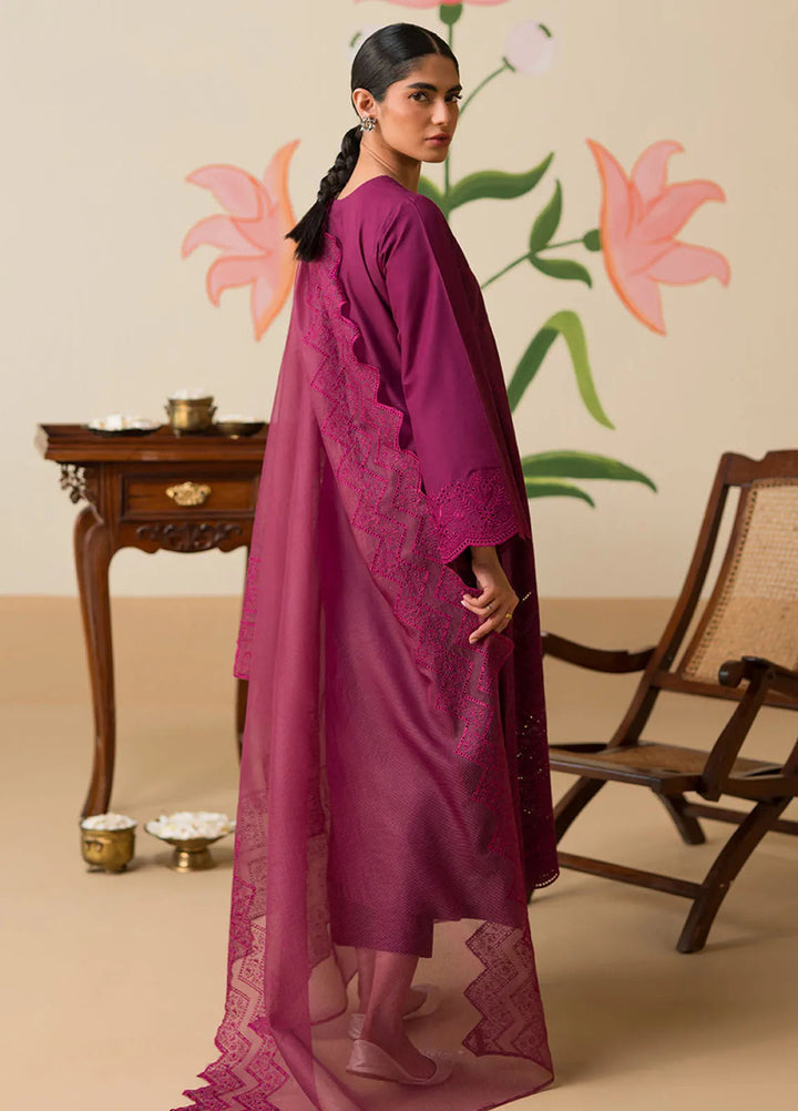 Cross Stitch Chikankari Embroidered Lawn Suit Unstitched 3 Piece CS24C-2 D-06 Plum Parfait - Summer Collection