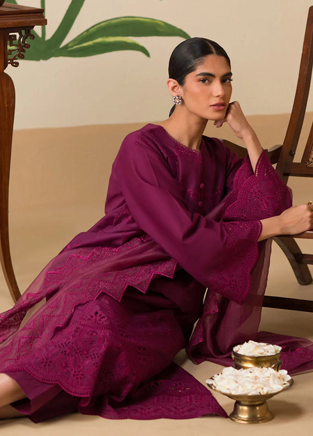 Cross Stitch Chikankari Embroidered Lawn Suit Unstitched 3 Piece CS24C-2 D-06 Plum Parfait - Summer Collection